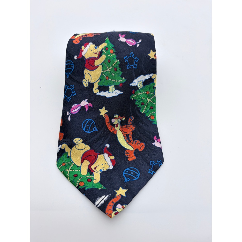 Disney Necktie Mens OS Blue Winnie Pooh Christmas Tigger Holiday Silk Character